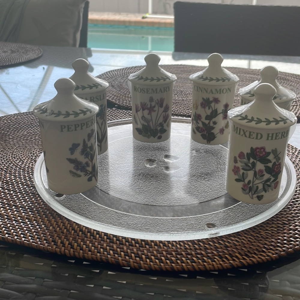 Portmeirion Herb and Spice Jars. Six all together. Wonderful condition.